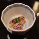 鷹匠鍋 あか羽 - 真鴨の砂肝を酢味噌で