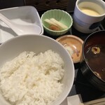松葉温泉 滝の湯 - ご飯、味噌汁、茶碗蒸しなど