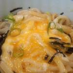 うどん平 - 山かけ冷麺生たまごをかき混ぜた状態