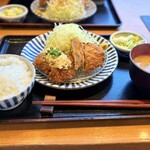とんかつ 田 - 週替り定食@1,000 今週はヒレカツとチキンカツ(生姜ネギソース)