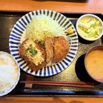 とんかつ 田 - 週替り定食@1,000 今週はヒレカツとチキンカツ(生姜ネギソース)