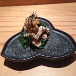 とり茶太郎 - ・ホロホロ鳥 ささみ 春菊 山わさび和え 
      