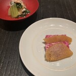 SUMI - 5時30分についたらサービス頂いた　からすみ。思わずグラスシャンパンオーダー。