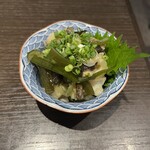 杉並 まん月 - つぶ貝と茎若布の山葵あえ