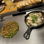 お好み焼きたけ坊 - ネギ焼き、海鮮アヒージョ