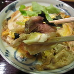 吾妻橋 やぶそば - 「親子煮」はしっかりとした煮加減（2014.5）