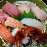 すし芳 - 令和6年12月 ランチタイム(11:00〜13:00)
      にぎりランチ定食 税込1000円
      にぎり8貫、赤出汁