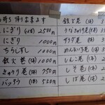 すし芳 - 令和6年12月 メニュー