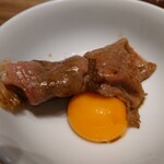 焼肉グレート - 京風焼きしゃぶ　中に砂糖と焼きネギ　割り下をまとわせて