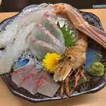 ふじわら - 活魚のお造り(鯛、平政、蟹、鬼海老)・活カニ刺し