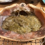 ふじわら - 活カニみそ甲羅焼(みそシャブ付き)