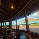 カフェテリア アメニティ - カフェテリアからパレットおおさきを望む。