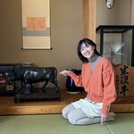 鳥勝牛肉店 - 牛さんの床の間置物。米沢牛！個室が、マジ最高。