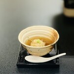 割烹 長吉 - ①【先付】
            真鴨の蓮根饅頭