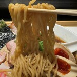 拉麺 生姜と肉 - 麺箸あげ