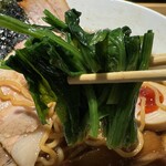 拉麺 生姜と肉 - ほうれん草