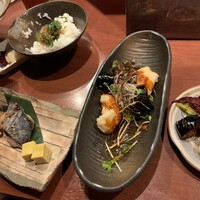 先斗町 四季 よし菜 - サワラの西京焼き、ちりめん山椒ご飯、白身魚の辛味和え