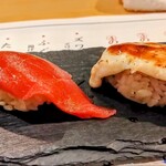 宮城の魚と赤酢のお寿司 魚が肴 稲荷小路本店 - 追加の二貫　塩釜ひがしもの/煮穴子