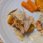 キッチン ブルー グローブ - 次のポワレの下には南瓜