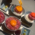 京都焼肉 enen - 食べ比べのユッケ丼とステーキ丼