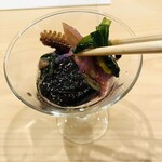 北新地 鮨 聚楽 - お茄子まで入り癒しの逸品✨️