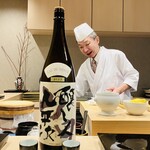 北新地 鮨 聚楽 - 大将と✨️大好きな醸し人九平次✨️こちら大将のはからいでサービス✨️՞⸝⸝ᵒ̴̶̷  ᵒ̴̶̷⸝⸝՞✩⋆*॰¨̮⋆｡˚✨️