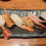 もりもり寿し - えび五点盛り