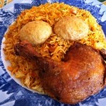 セイロン・ハブ - ビリヤニセット￥1000　サラダ・スープ・マトンカレー・チキンビリヤニ・紅茶