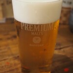 石臼挽手打 そばの音 - 生ビール（神泡 超達人店のプレミアムモルツ）