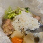 キッチン ブルー グローブ - スープをすったご飯