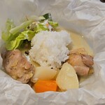 キッチン ブルー グローブ - ご飯を添えてのワンプレート