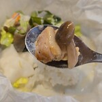 キッチン ブルー グローブ - チキンと茸とスープ