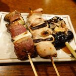 釜めし菜時記 さき亭 - コースの串焼き+鴨ネギ串380円