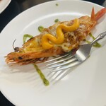 福島牛ステーキと肉汁ハンバーグ 文や - エビチーズ焼き