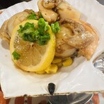 福島牛ステーキと肉汁ハンバーグ 文や - 北海道産帆立バター焼き