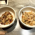 焼肉うしごろ - 季節の匠コース 冬　右側が13.厳選赤身と海鮮の石焼きご飯（左は極みコースの和牛石焼きガーリックライス）