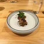 茶月斎 - 鹿のハツの湯引き&ハタと台湾岩のりの紹興酒漬け