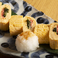 野沢菜漬けと明太子の出汁巻き玉子