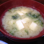 てんぷら 高七 - 2014年5月。お味噌汁に、海苔が入っているのも香り良く、良い。