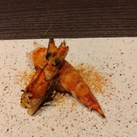 名駅 鮨 天野 - 車海老のからすみ塩乗せ