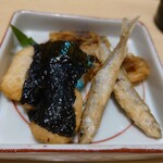 長良屋 - わかさぎ、自然薯磯辺揚げ、海老