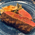 Trattoria Da KENZO - 北海道産　天然蝦夷鹿もも肉の炭火焼き　アップ