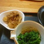 おんじき家ふうど - 筍肉味噌、あしたばのお浸し