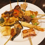 千里菫 - 季節のおまかせグリル串焼盛り合わせ12品