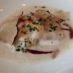 ビストロ ダイア - 【2014/5再訪】ジャガイモのラビオリ 牛蒡のスープで