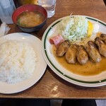 かつれつ四谷たけだ - カキバター焼き定食（カキ増量、ごはん大盛り）