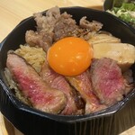 Sukiyaki Fujimoto - 和牛牛排與牛肉燒煮丼