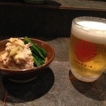 とち屋 - お通しと生ビール