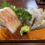 丸千葉 - 真鯛刺とイワシ刺2点盛