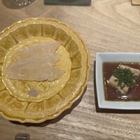 鮨志郎 - カワハギ。肝ポン酢と共に